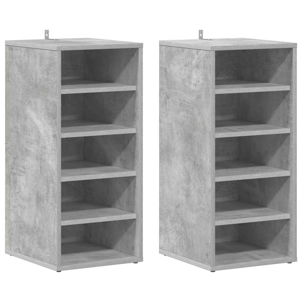 vidaXL Schuhschränke 2 Stk. Betongrau 31,5x35x70 cm Holzwerkstoff