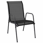 vidaXL Gartenstühle 6 Stk. Stahl und Textilene Schwarz