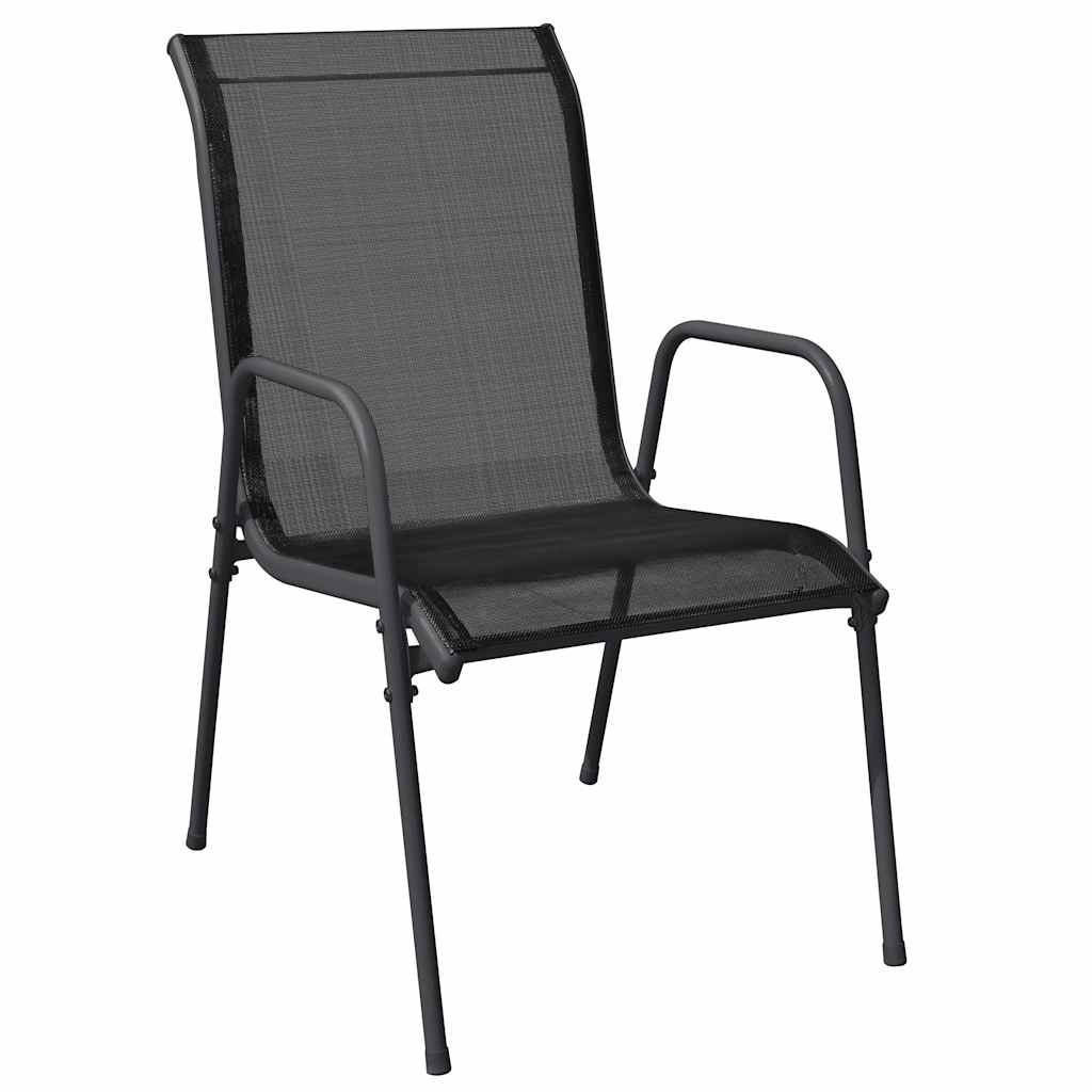 vidaXL Gartenstühle 6 Stk. Stahl und Textilene Schwarz