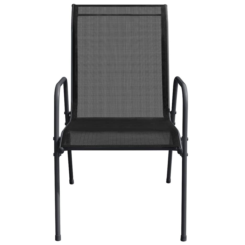 vidaXL Gartenstühle 6 Stk. Stahl und Textilene Schwarz