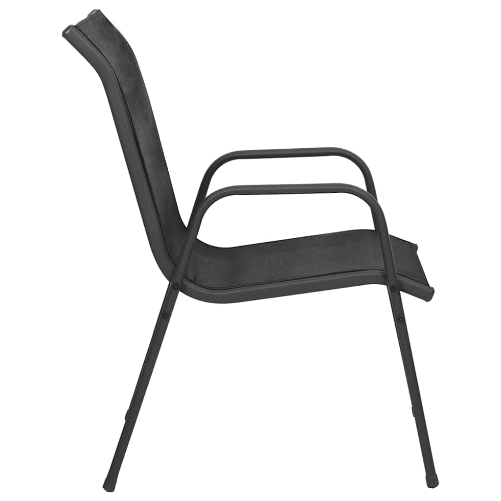 vidaXL Gartenstühle 6 Stk. Stahl und Textilene Schwarz