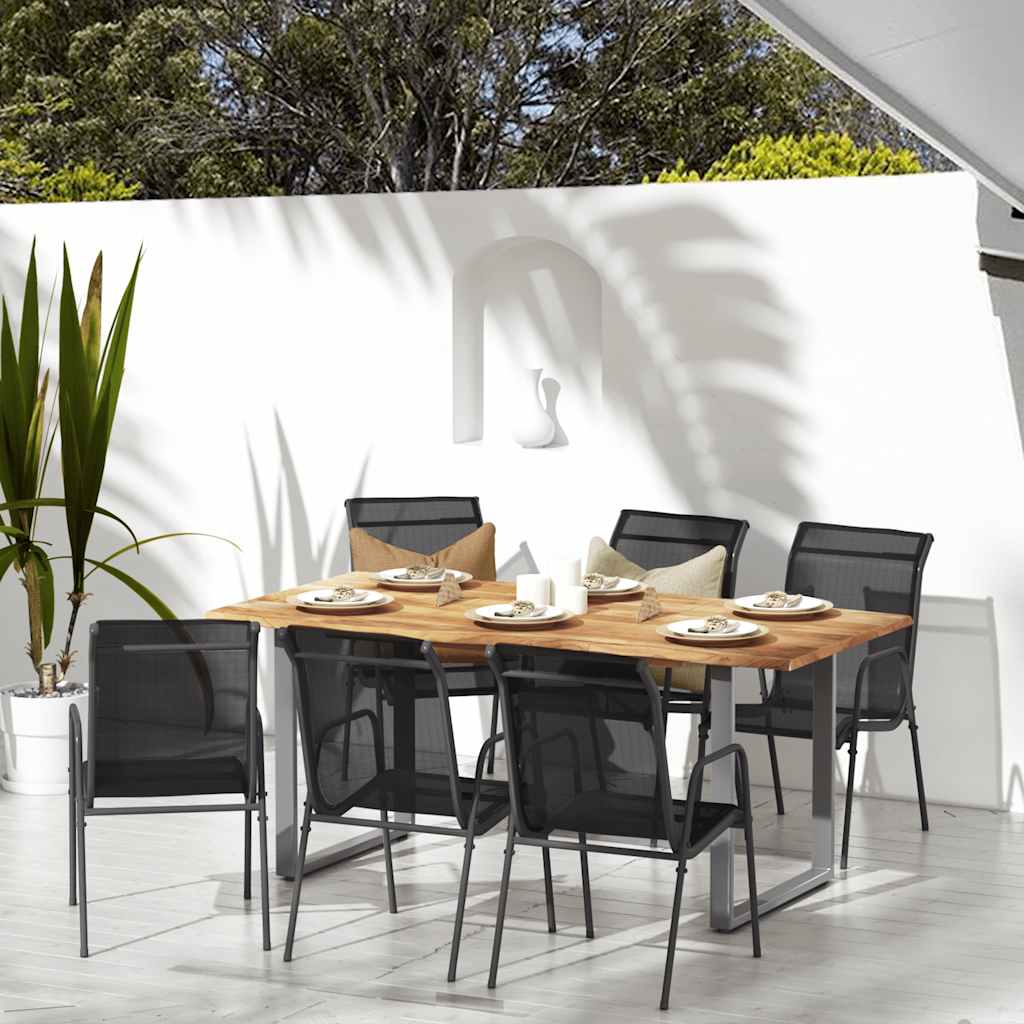 vidaXL Gartenstühle 6 Stk. Stahl und Textilene Schwarz