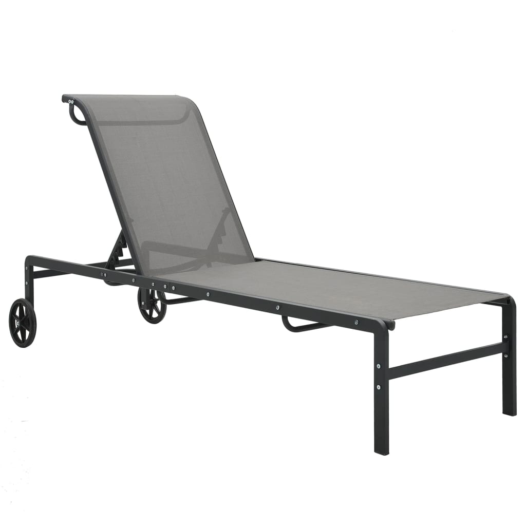 vidaXL Sonnenliegen 2 Stk. mit Tisch Textilene und Stahl