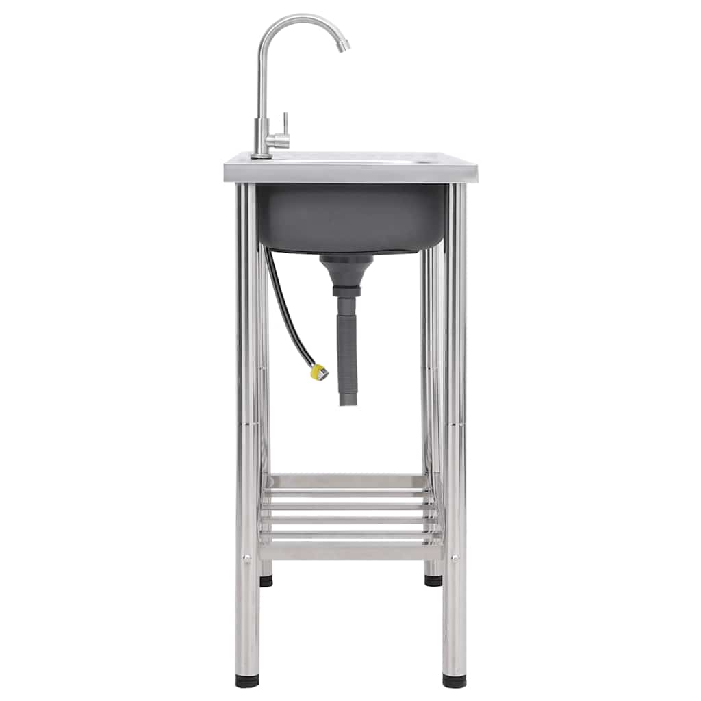 vidaXL Camping-Spüle mit Wasserhahn Edelstahl
