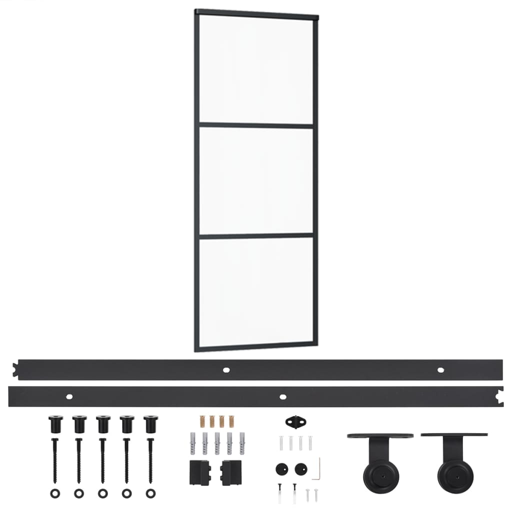 vidaXL Schiebetür mit Beschlag ESG-Glas & Aluminium 76x205 cm
