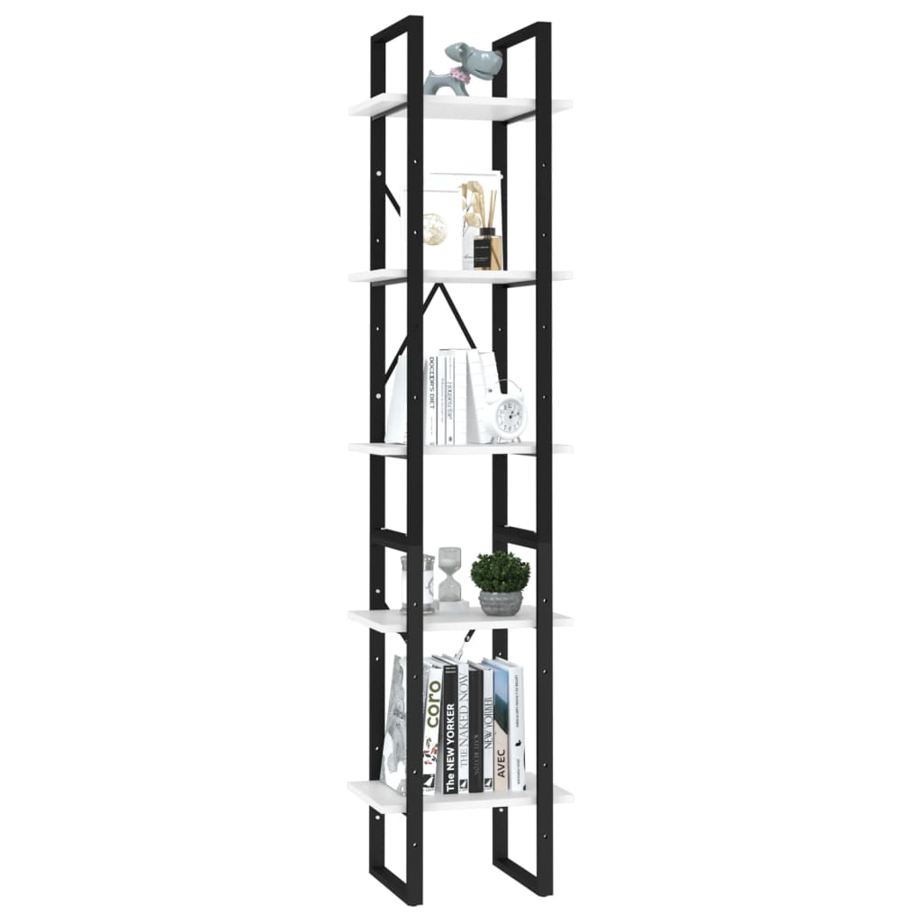 vidaXL Bücherregal 5 Fächer Weiß 40x30x175 cm Holzwerkstoff