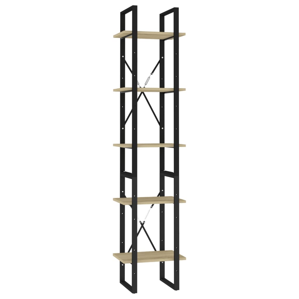 vidaXL Bücherregal 5 Fächer Sonoma-Eiche 40x30x175 cm Holzwerkstoff