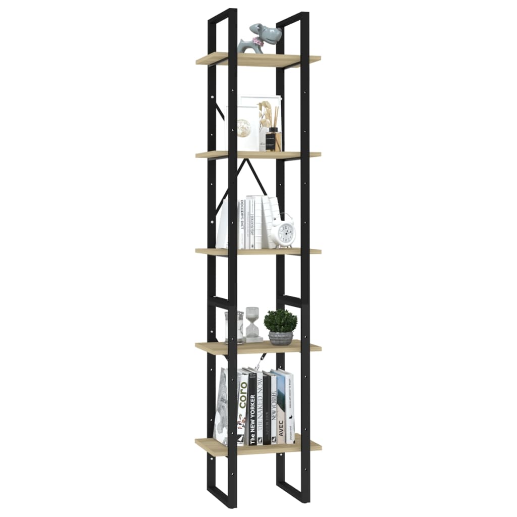 vidaXL Bücherregal 5 Fächer Sonoma-Eiche 40x30x175 cm Holzwerkstoff