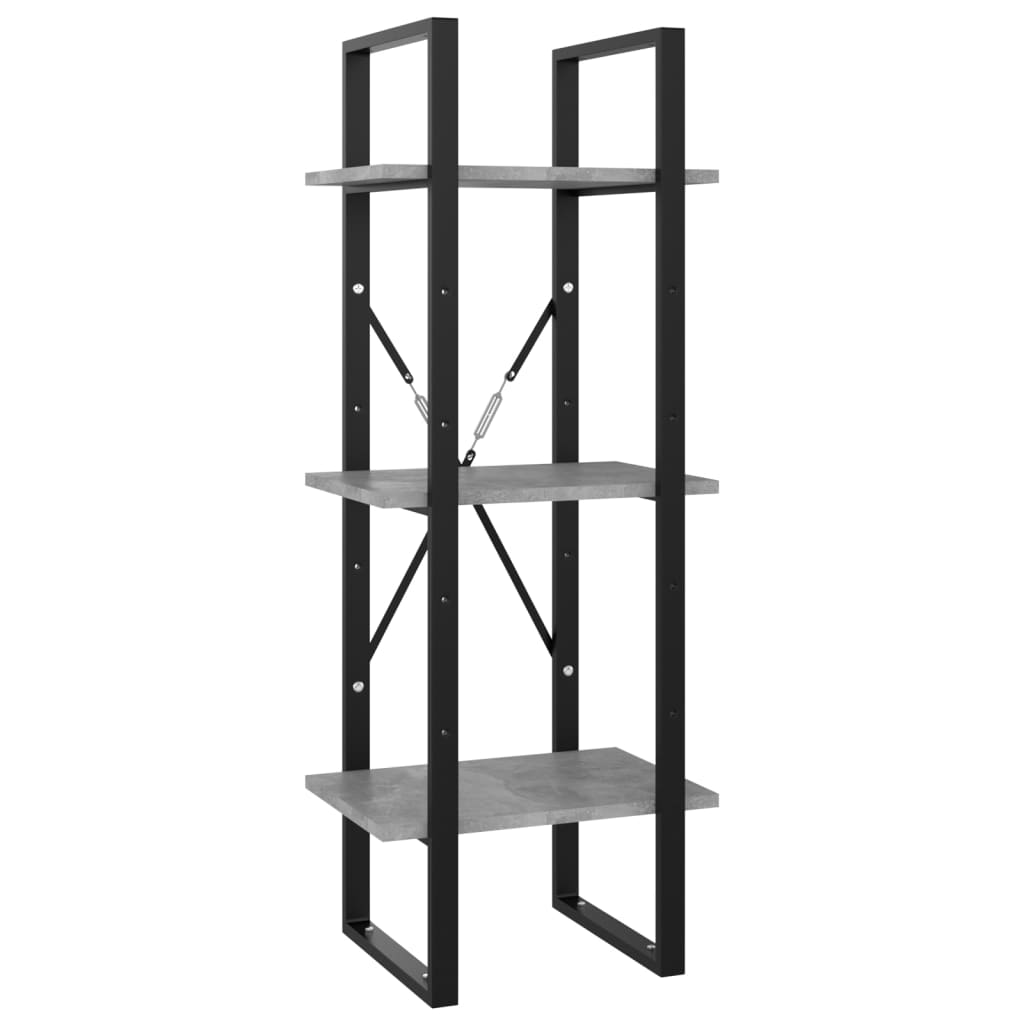 vidaXL Bücherregal 5 Fächer Betongrau 40x30x175 cm Holzwerkstoff