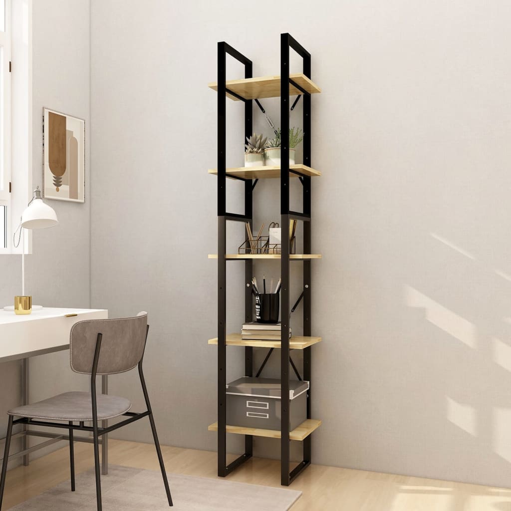 vidaXL Bücherregal 5 Fächer 40x30x175 cm Massivholz Kiefer