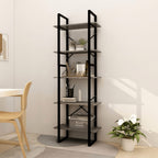 vidaXL Bücherregal 5 Fächer Grau 60x30x175 cm Massivholz Kiefer