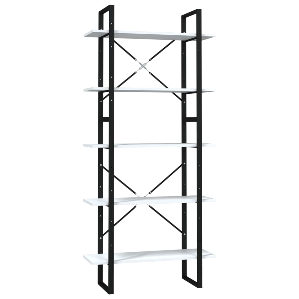 vidaXL Bücherregal 5 Fächer Weiß 80x30x175 cm Holzwerkstoff