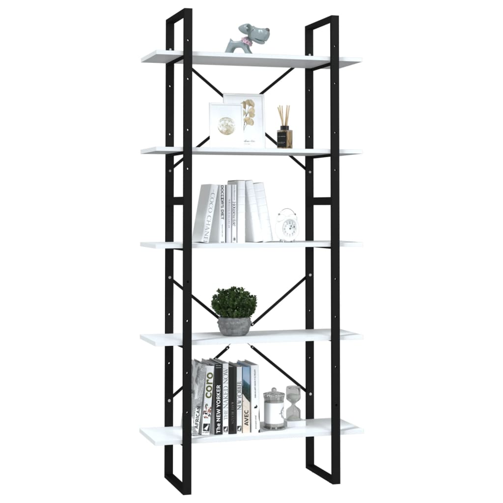 vidaXL Bücherregal 5 Fächer Weiß 80x30x175 cm Holzwerkstoff