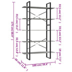 vidaXL Bücherregal 5 Fächer Betongrau 100x30x175 cm Holzwerkstoff