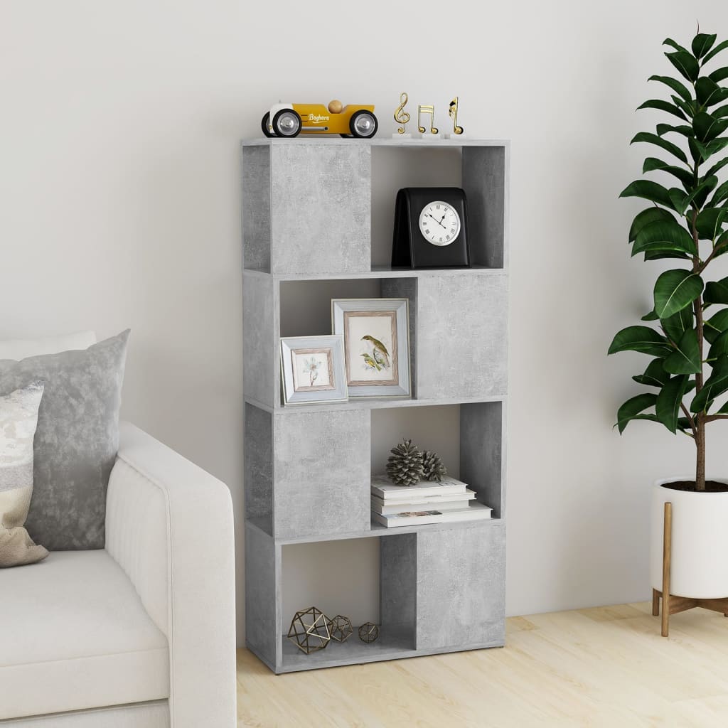 vidaXL Bücherregal/Raumteiler Betongrau 60x24x124,5 cm