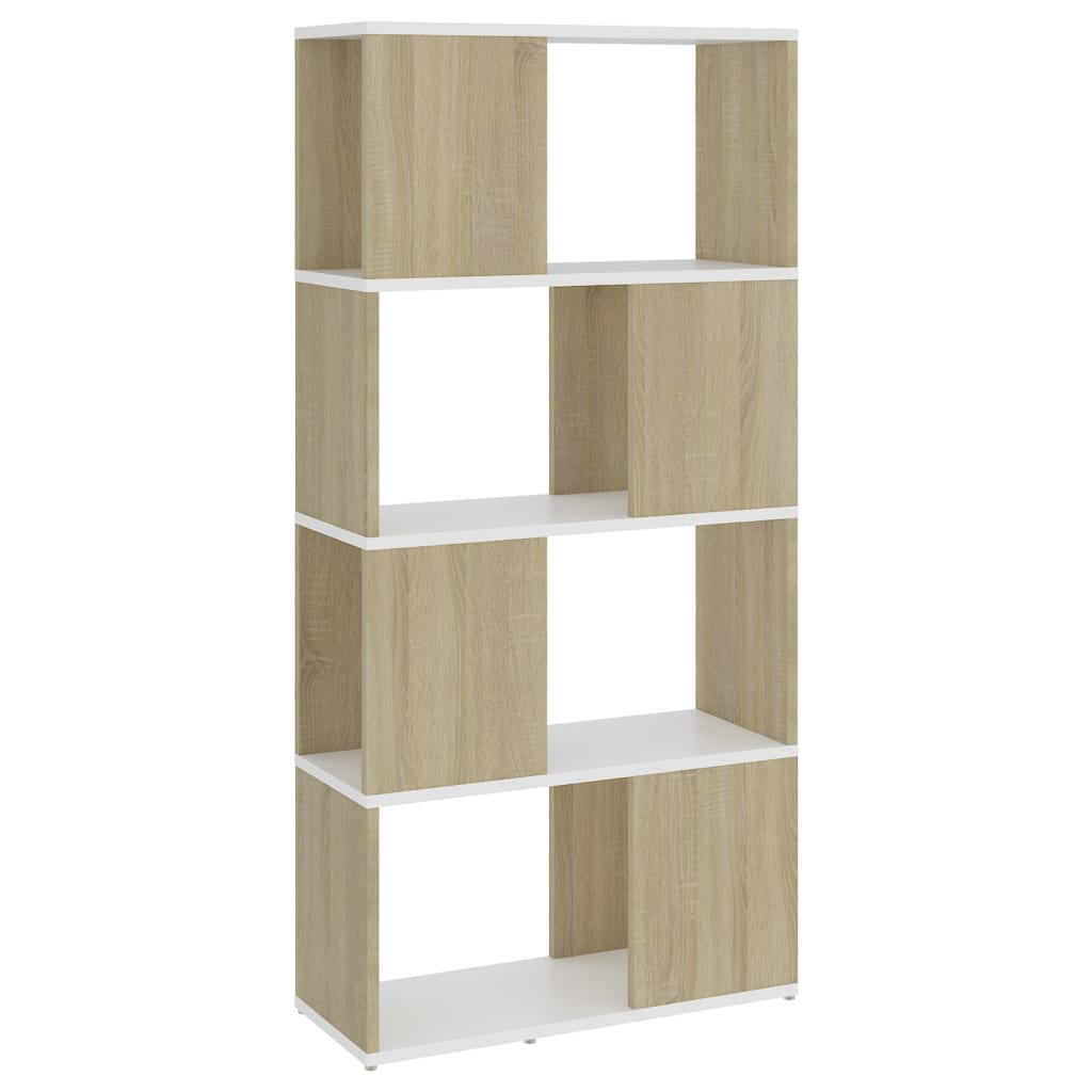 vidaXL Bücherregal Raumteiler Weiß Sonoma-Eiche 60x24x124,5 cm