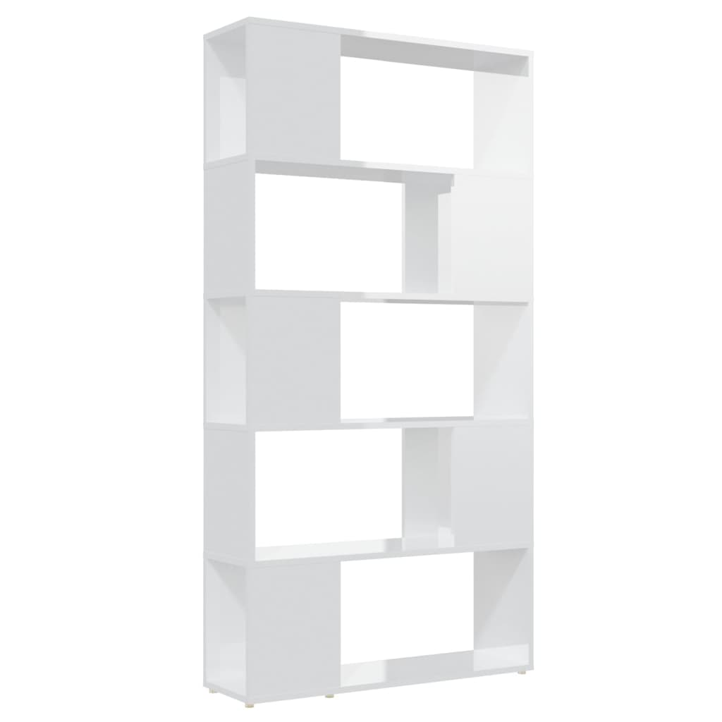 vidaXL Bücherregal Raumteiler Hochglanz-Weiß 80x24x155cm Holzwerkstoff