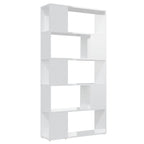 vidaXL Bücherregal Raumteiler Hochglanz-Weiß 80x24x155cm Holzwerkstoff