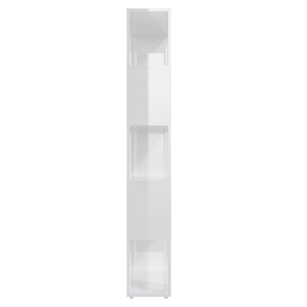 vidaXL Bücherregal Raumteiler Hochglanz-Weiß 80x24x155cm Holzwerkstoff