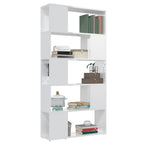 vidaXL Bücherregal Raumteiler Hochglanz-Weiß 80x24x155cm Holzwerkstoff