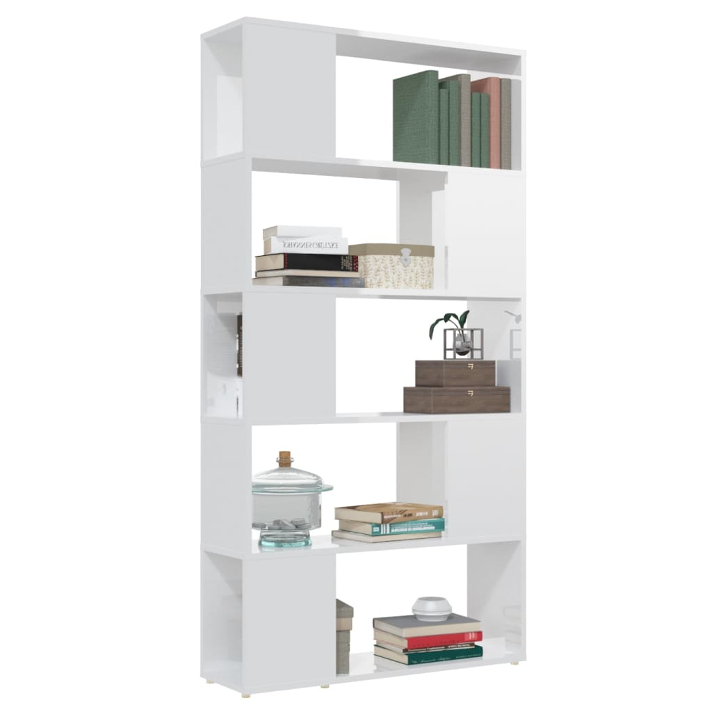 vidaXL Bücherregal Raumteiler Hochglanz-Weiß 80x24x155cm Holzwerkstoff