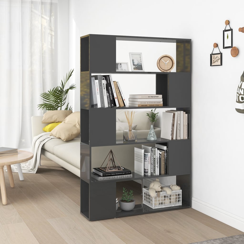 vidaXL Bücherregal Raumteiler Hochglanz-Weiß 80x24x155cm Holzwerkstoff