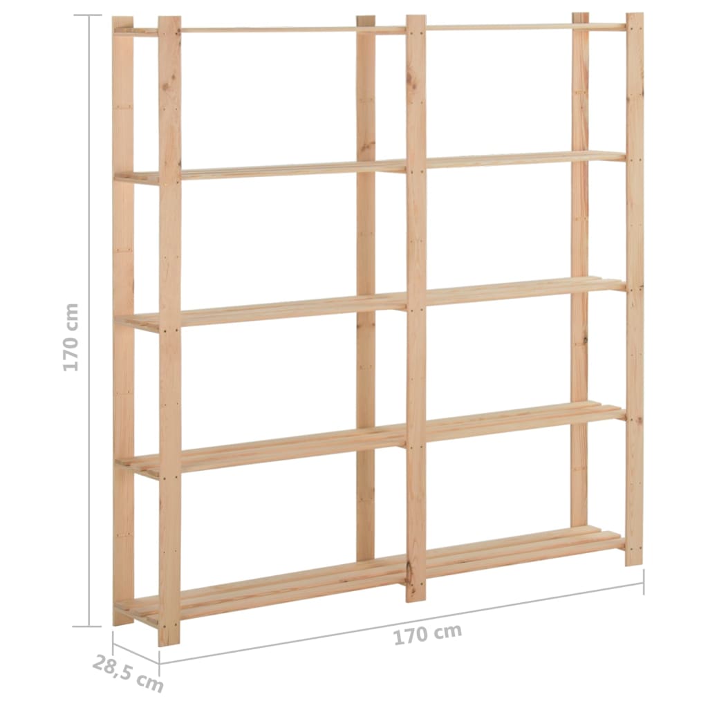 vidaXL Lagerregal mit 5 Böden 170x28,5x170 cm Massivholz Kiefer
