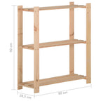vidaXL Lagerregal mit 3 Böden 80x28,5x90 cm Massivholz Kiefer