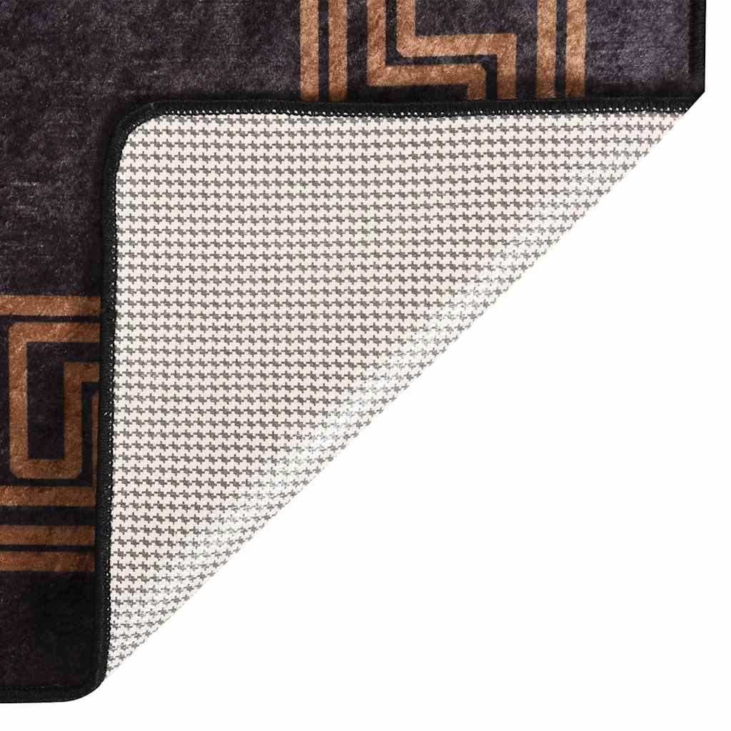 vidaXL Teppich Waschbar 80x150 cm Schwarz und Golden