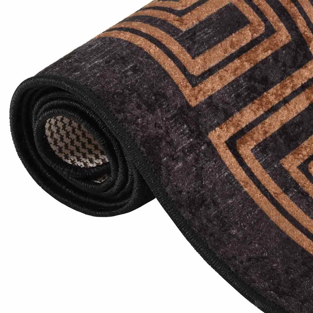 vidaXL Teppich Waschbar 80x150 cm Schwarz und Golden