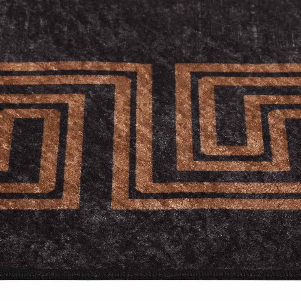 vidaXL Teppich Waschbar 80x150 cm Schwarz und Golden