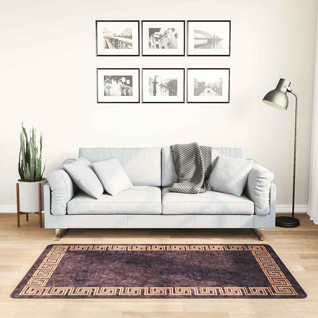 vidaXL Teppich Waschbar 80x150 cm Schwarz und Golden