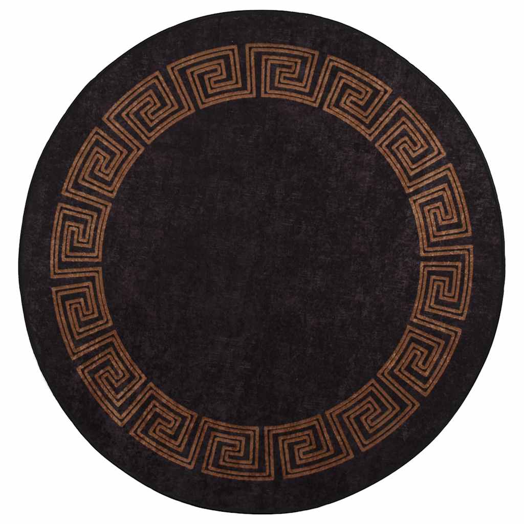 vidaXL Teppich Waschbar Schwarz und Golden φ120 cm