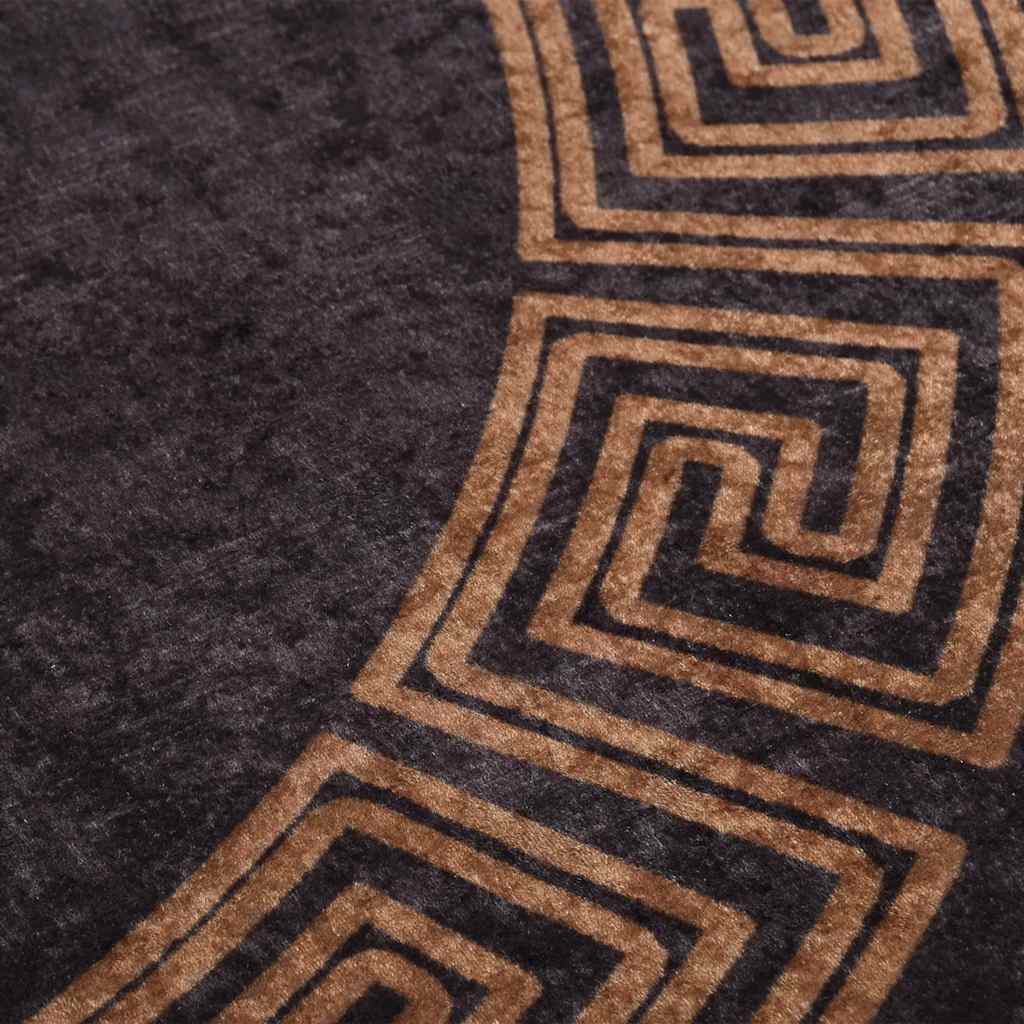 vidaXL Teppich Waschbar Schwarz und Golden φ120 cm