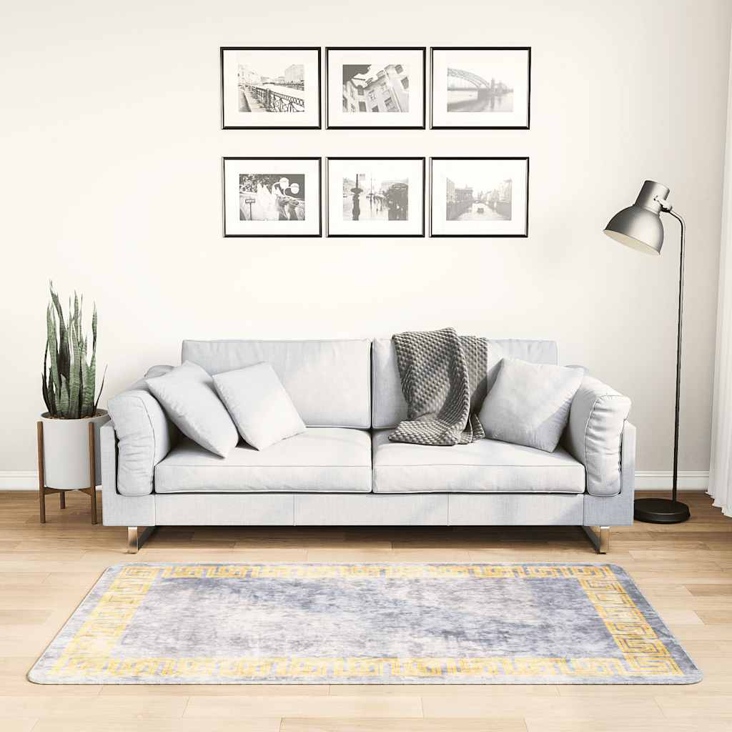 vidaXL Teppich Waschbar 80x150 cm Grau