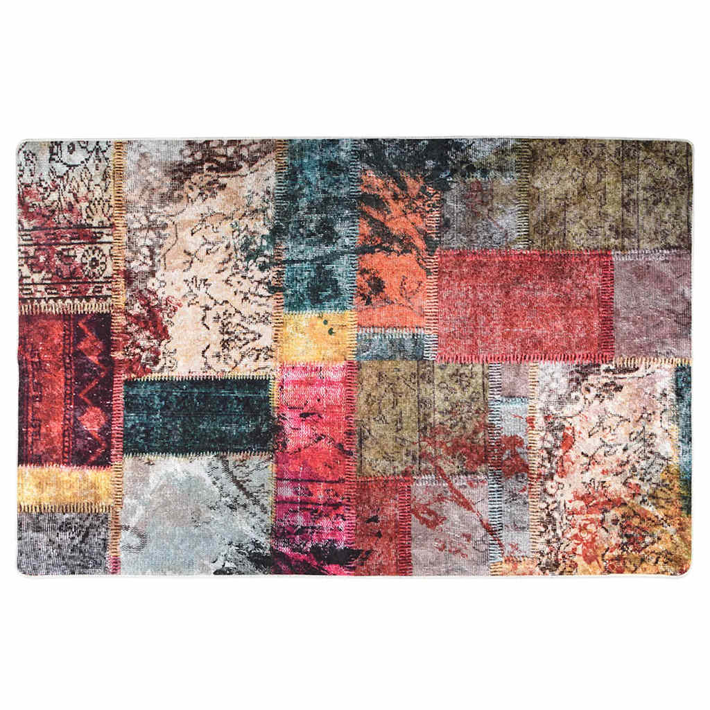 vidaXL Teppich Waschbar Patchwork 80x150 cm Mehrfarbig