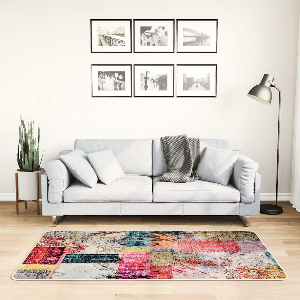 vidaXL Teppich Waschbar Patchwork 80x150 cm Mehrfarbig