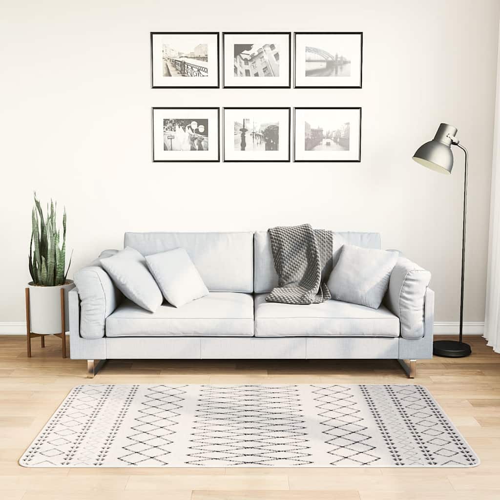vidaXL Teppich Waschbar 80x150 cm Schwarz und Weiß