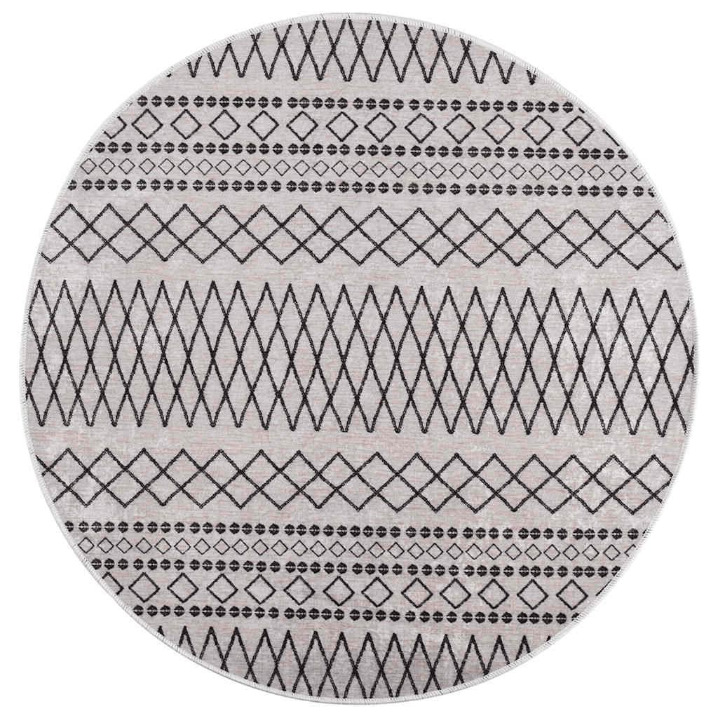 vidaXL Teppich Waschbar Schwarz und Weiß φ120 cm