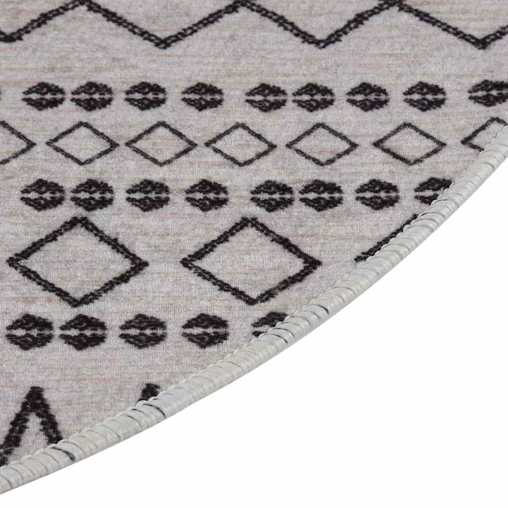 vidaXL Teppich Waschbar Schwarz und Weiß φ120 cm