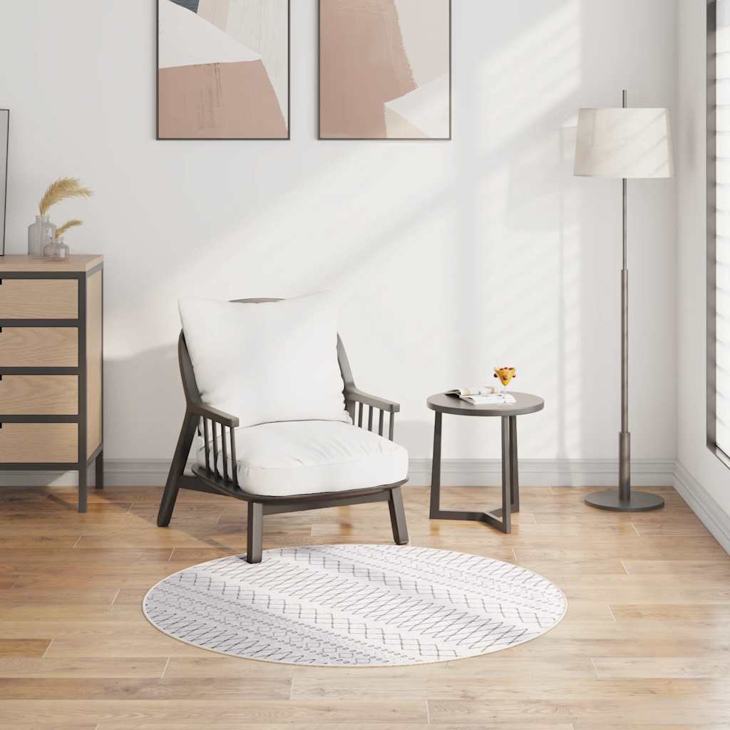 vidaXL Teppich Waschbar Schwarz und Weiß φ120 cm