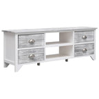 vidaXL TV-Schrank Weiß und Grau 108x30x40 cm Massivholz Paulownia