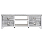 vidaXL TV-Schrank Weiß und Grau 108x30x40 cm Massivholz Paulownia