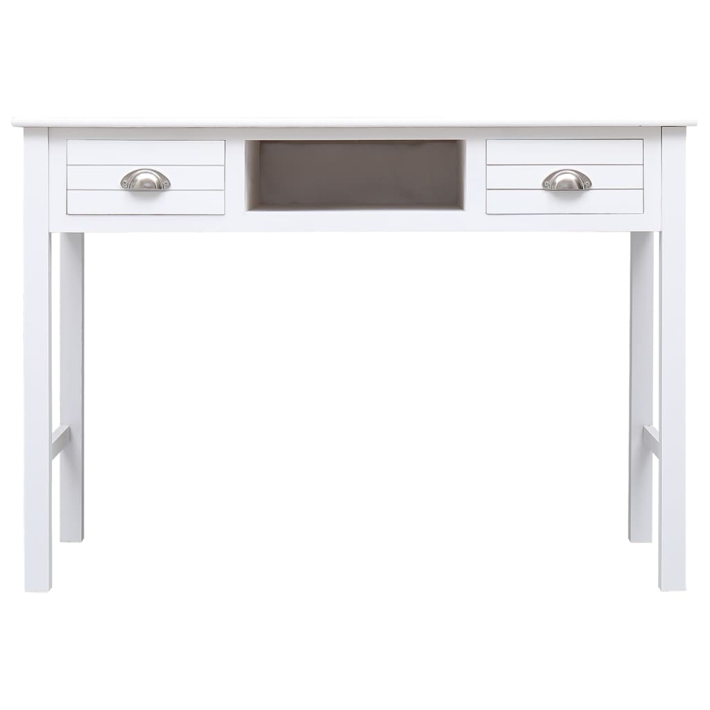 vidaXL Schreibtisch Weiß 108x45x76 cm Massivholz Paulownia