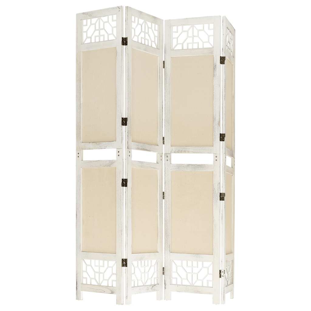 vidaXL 4-tlg. Raumteiler Creme 140x165 cm Stoff