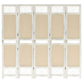 vidaXL 5-tlg. Raumteiler Creme 175x165 cm Stoff