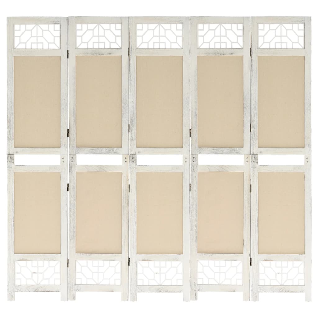 vidaXL 5-tlg. Raumteiler Creme 175x165 cm Stoff
