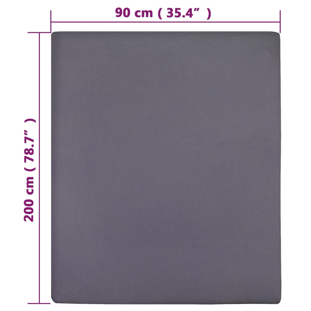 vidaXL Spannbettlaken 2 Stk. Jersey Anthrazit 90x200 cm Baumwolle