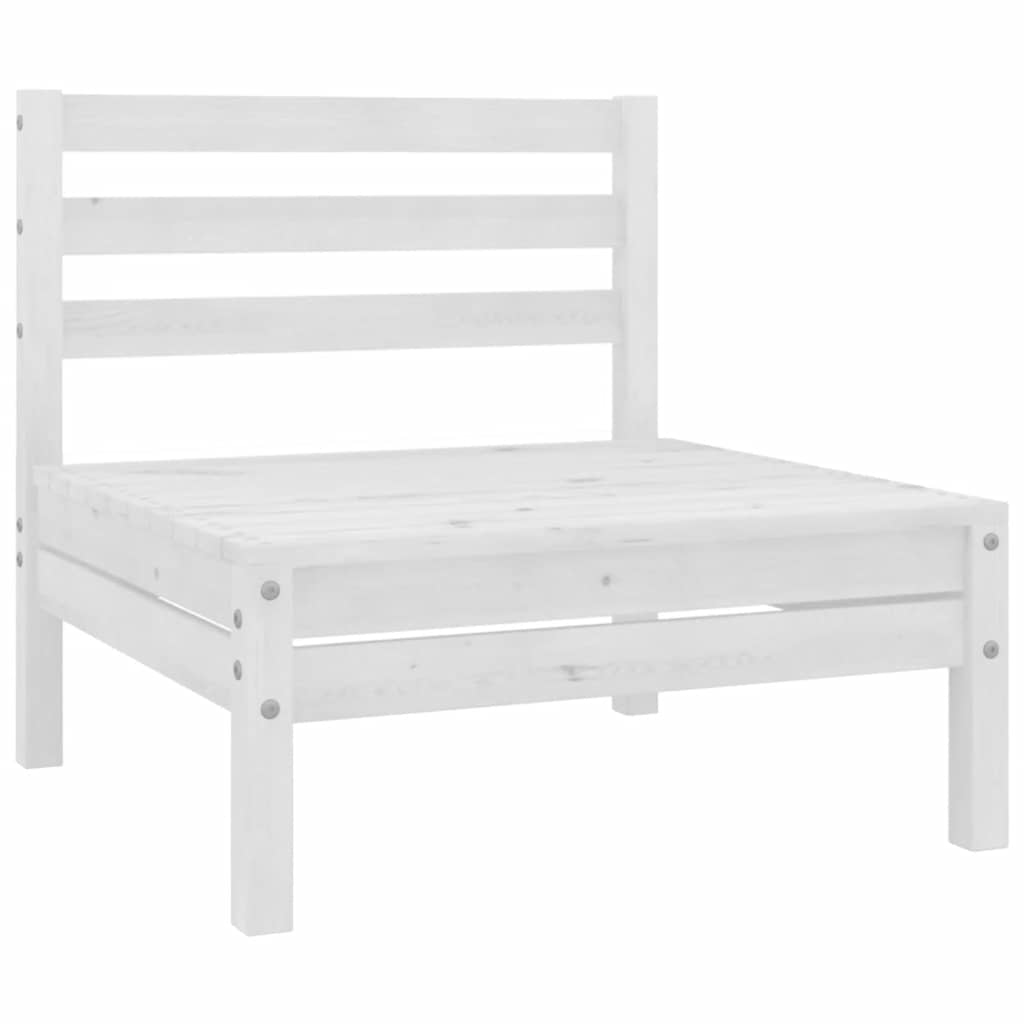 vidaXL Garten-Mittelsofas 4 Stk. Weiß Kiefer Massivholz