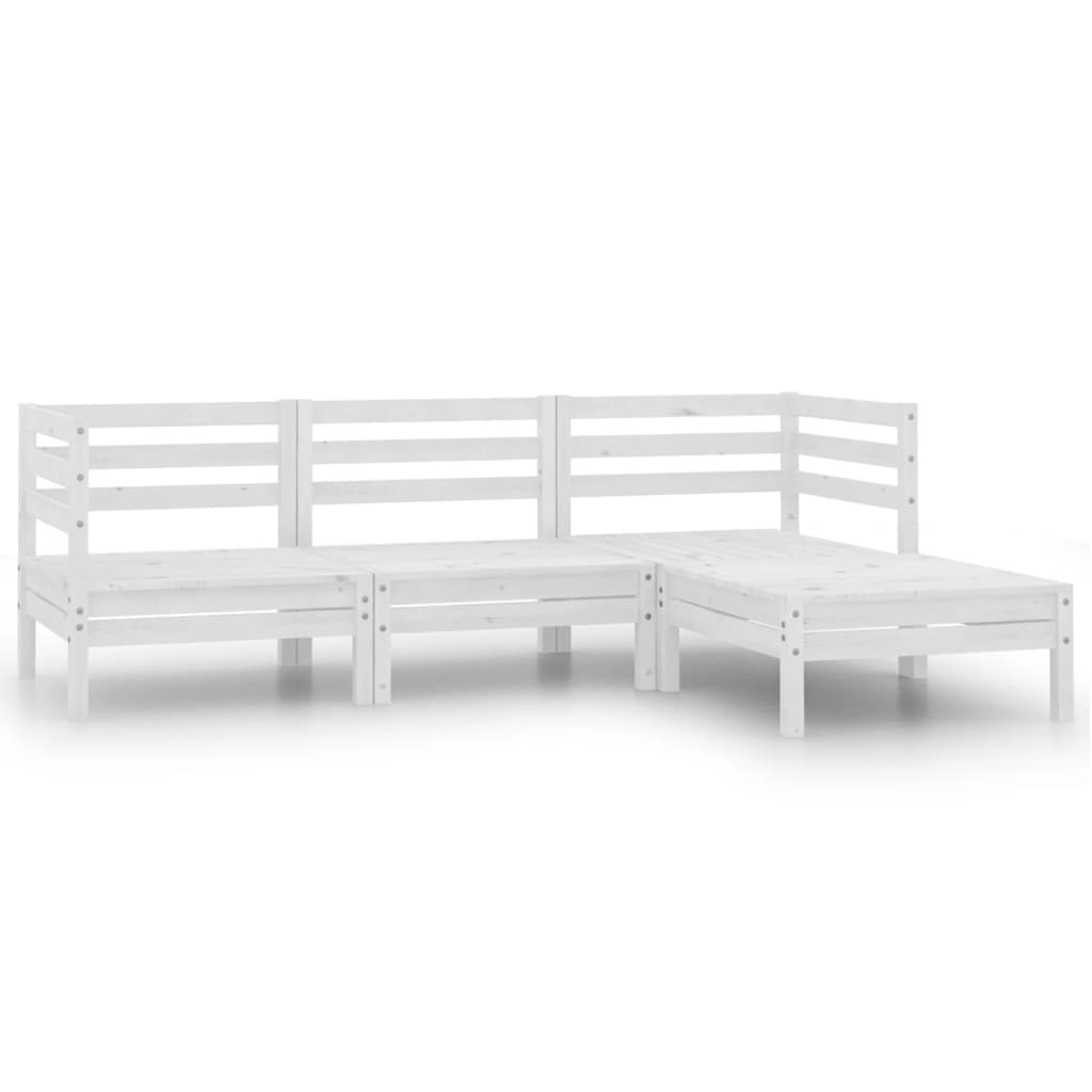 vidaXL 4-tlg. Garten-Lounge-Set Kiefer Massivholz Weiß